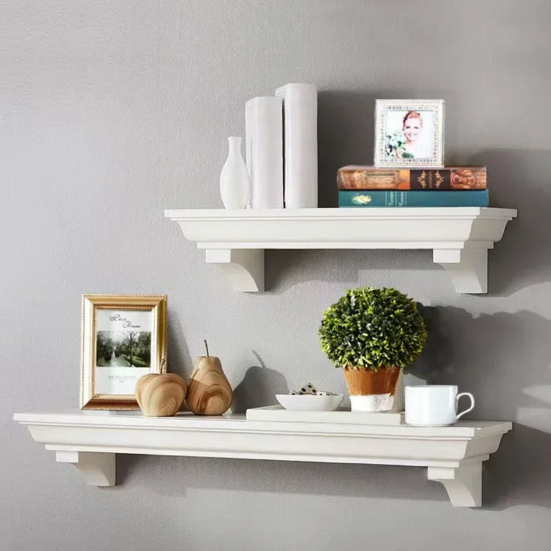 Wood Floating Shelf Wall Mounted Shelves Display Shelves Kitchen Home Decor Stand Book Ornament Display Retro Bathroom Organizer