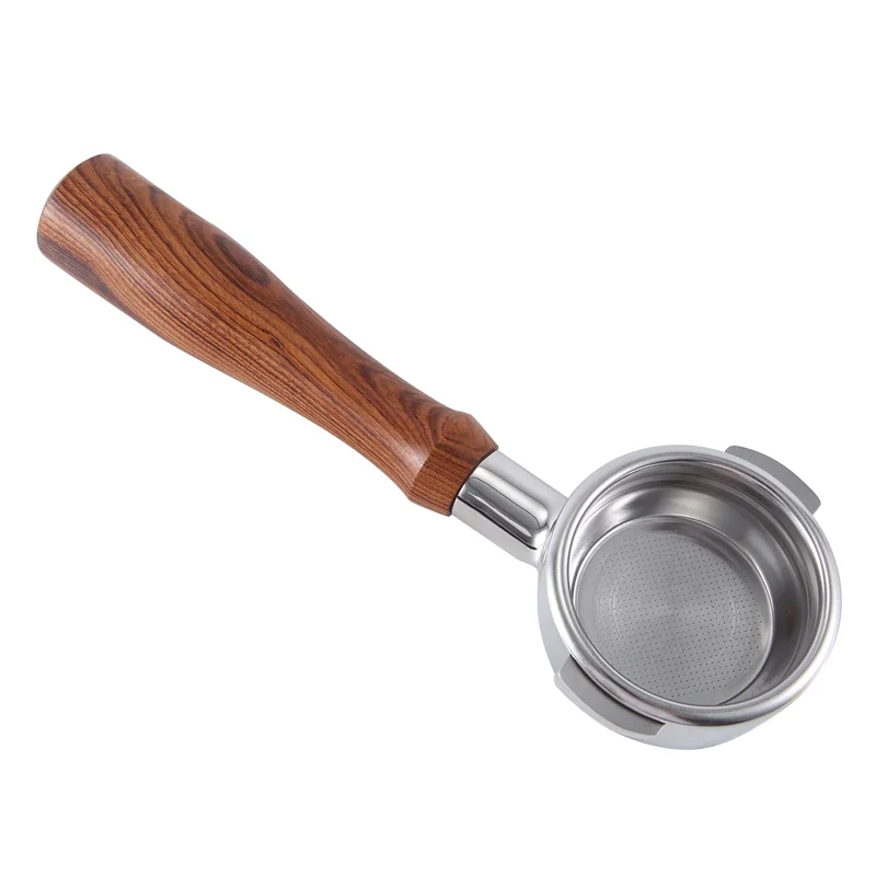 

A75T 58Mm Double Ear Coffee Machine Filter Holder E61 Bottomless Portafilter With Wooden Handle Coffee Tools