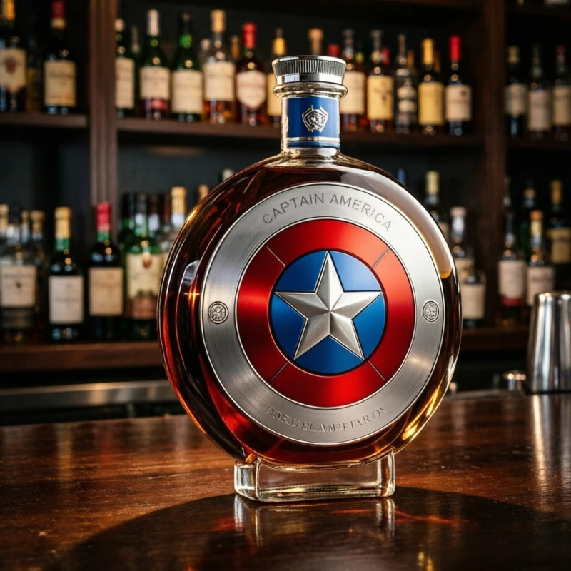 Captain America whiskey bottle, home high borosilicate glass infuser decoration, sealed whiskey brewing bottle