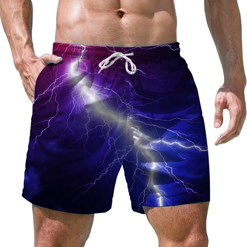 Lightning Pattern Shorts Men Casual Short Pants Cargo Black Beach 3d Printed Shorts Gothic Fitness Mens Shorts Male Short Pants