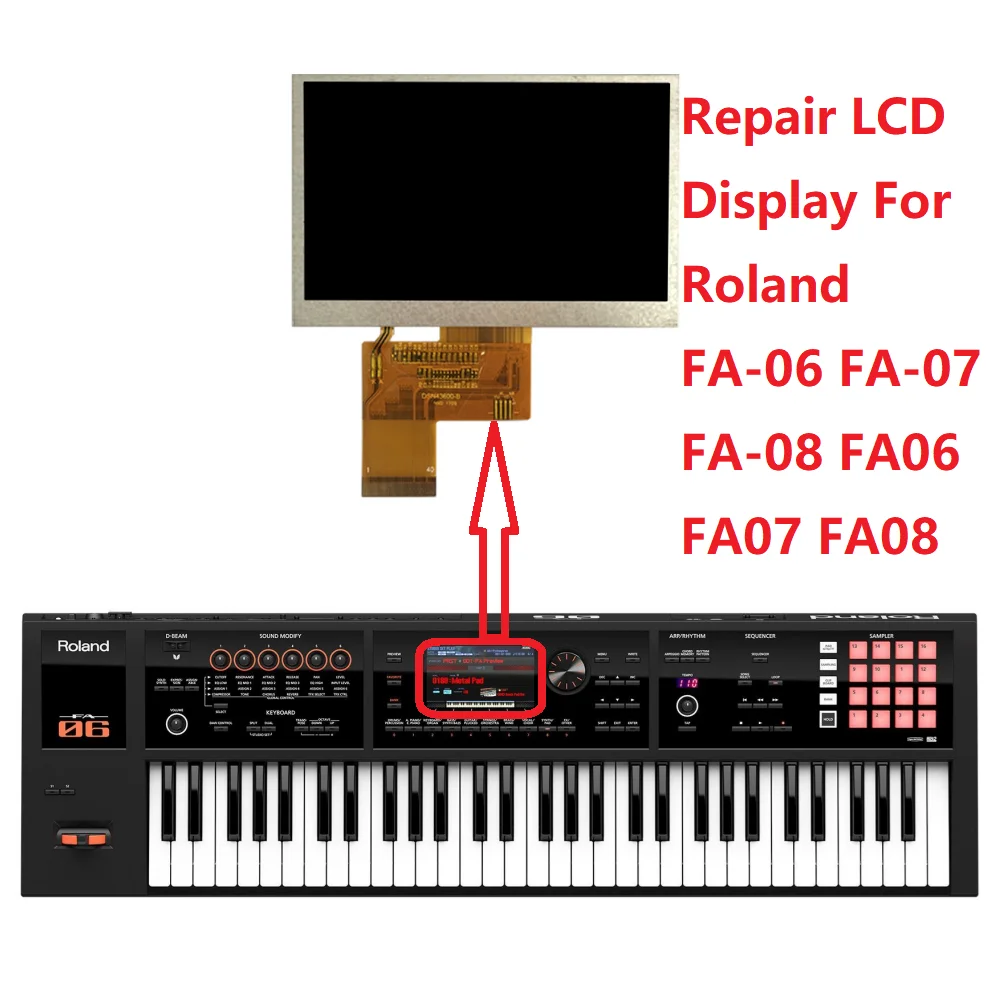 5 inch LCD Display For Roland FA-06 FA-07 FA-08 FA06 FA07 FA08 Matrix Screen Repair