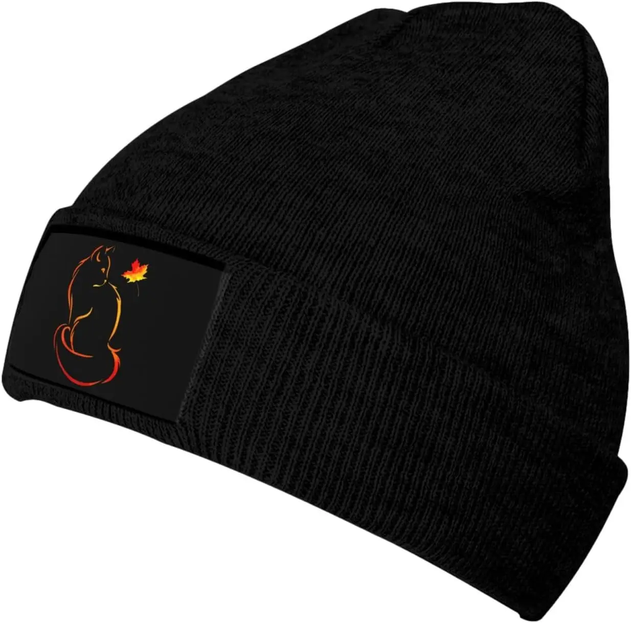 Cute Colorful Cat Maple Leaves Funny Knit Hats for Men and Women Beanie Winter Soft Cozy Warm Stretch Thick Trendy Beanies Hats