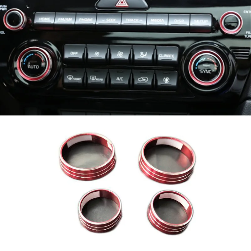 4PCS Aluminium Legierung Für 2015-2019 Kia Sportage MK4 Zentrale Steuerung Klimaanlage Wärme und Lautstärkeregler Schalter taste Abdeckung