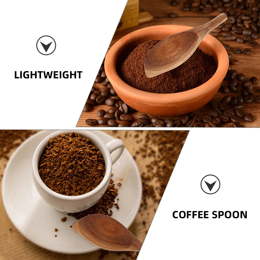 

2 Pcs Tea Utensils Multi Wood Teaspoon Spoons Short Condiment Scoops