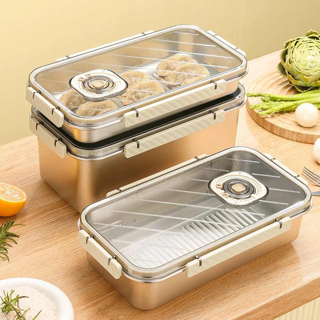 

2000/3500/5800ml Steel Crisper Sealed Dumpling Box Food Grade Lunch Box Refrigerator Frozen Home Dumpling wonton Storage Box