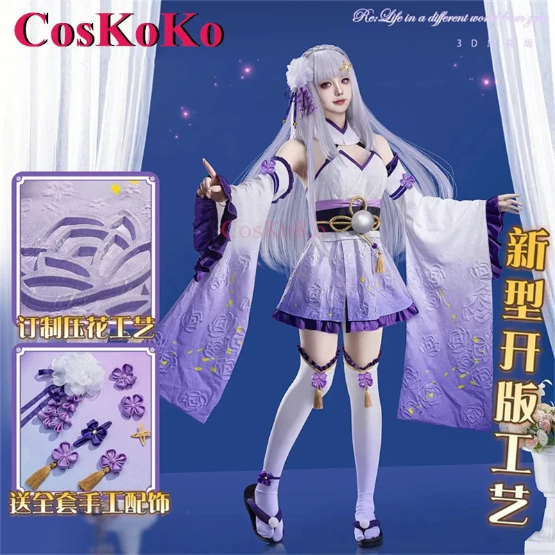

Emilia Cosplay Costumes Anime Re:Zero Sweet Elegant Battle Dress Full Set Women Halloween Party Role Play Clothing S-XL
