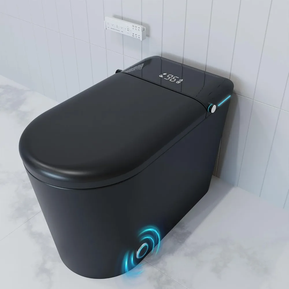 

Smart Toilet with Bidet Built in, Elongated Heated seat, Foot Sensor Flush LED Display Warm Water Wash Dryer Toilet