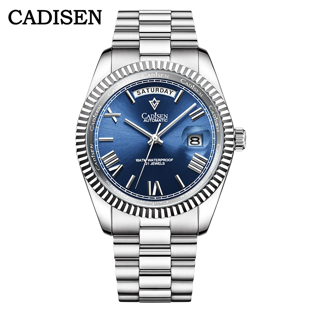 

CADISEN C8185 ICE-BLUE Dial Sapphire Glass Watches Men Japan MIYOTA-8285 Movt Men`s Watch Mechanical Automatic Diver Watch Clock