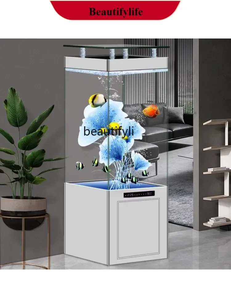 Smart Household Fish Tank Living Room Small Ultra-White Ecological Water Circulation-Free Bottom Filter Aquarium  H