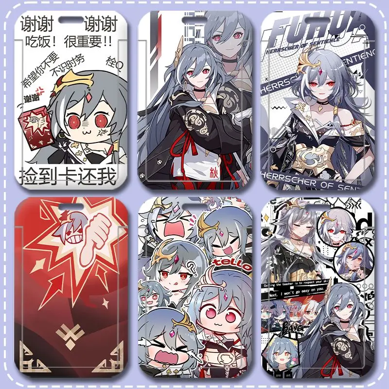 Honkai Impact 3rd Valkyrie Fuhua Retractable Credit Card Holders Bank ID Holders Bus Cards Cover Cases Hard Card Holder Keychain