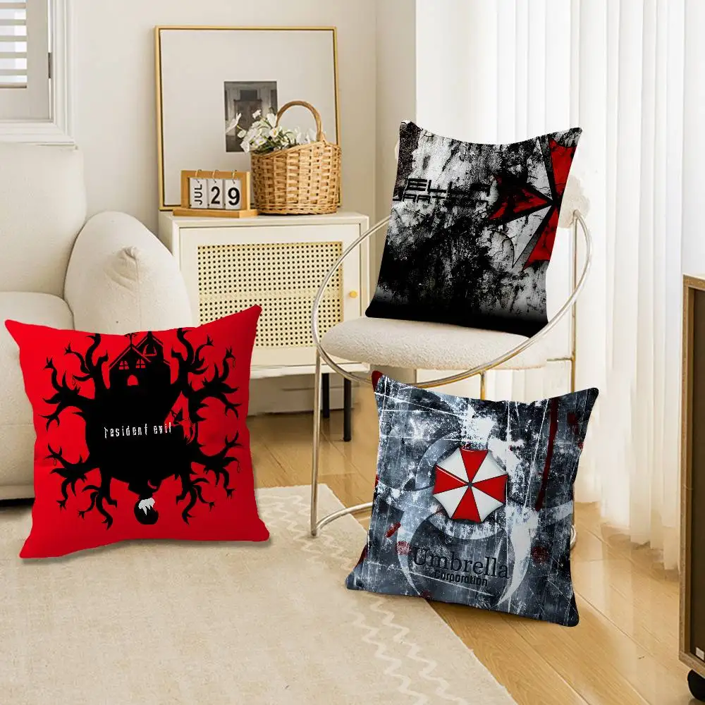 Resident Evil Umbrella Us Troops Pillow Covers Cartoon Sofa Decorative Home Double-sided Printing Short Plush Cute Cushion Cover