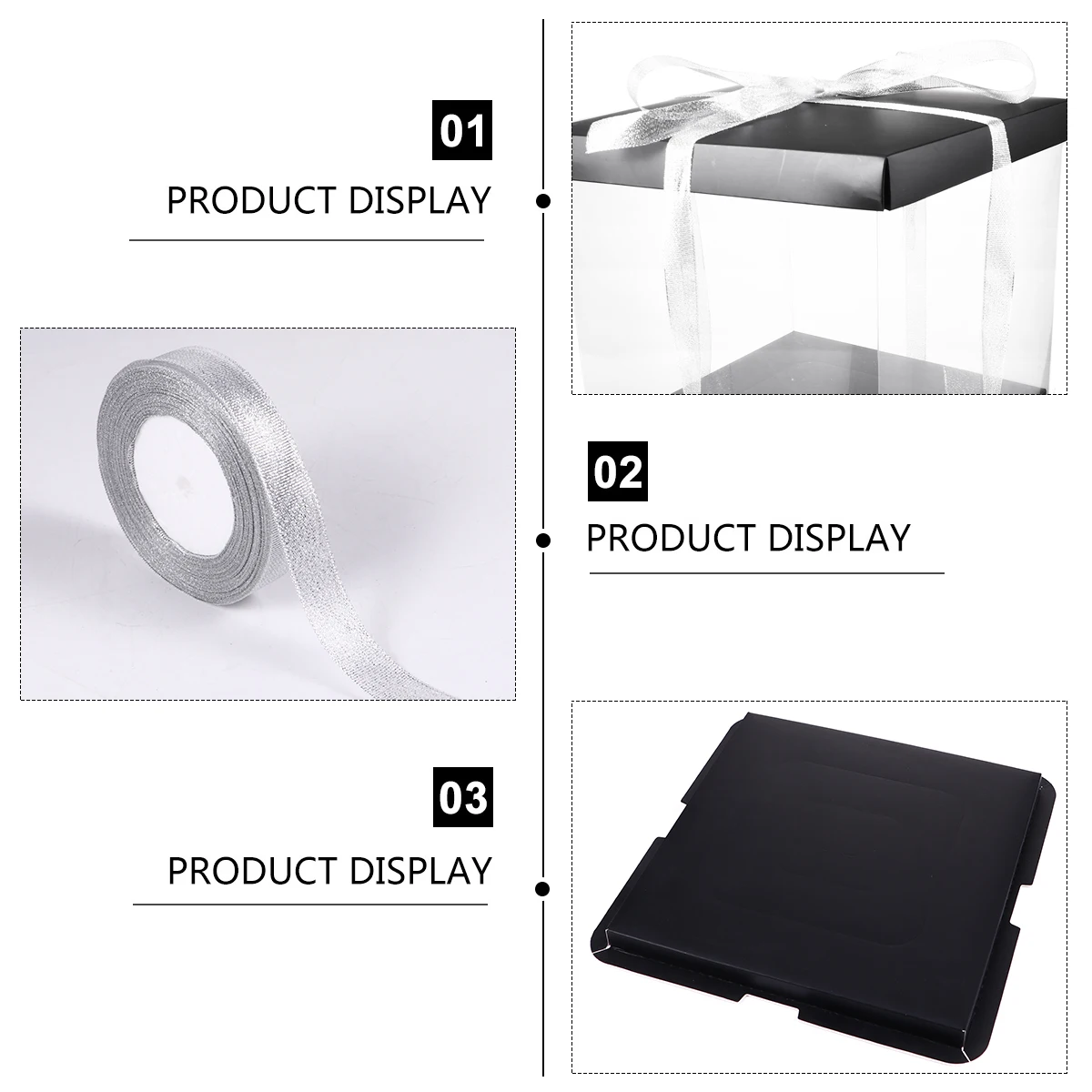 

5PCS Double Layer Cake Black Paper Cover Transparent Gift Box PET Material Lightweight Compact Birthday Cake Case Packaging Box