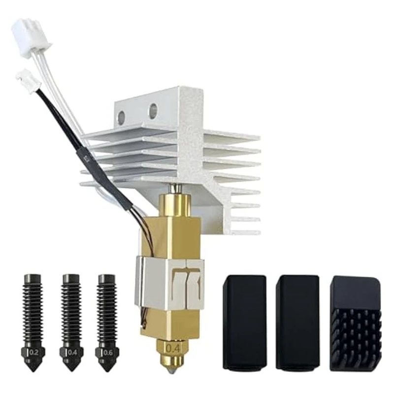 For Centauri Carbon Ceramic Hotend 0.4mm Hardened Steel Brass Nozzle Kit with Extra 0.2/0.4/0.6MM Hardened Nozzles-SPMI