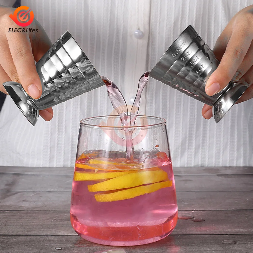 1pc 75ML Stainless Steel Measuring Cup Cocktail Tools Mixing Drink Accessories Three Scale Wine Measuring Cups For Home Party