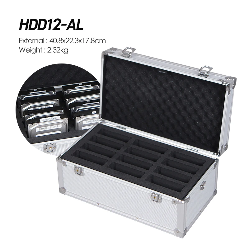 

HDD12 40.8x22.3x17.8cm HDD Hard Disk Storage Box Aluminum Box Aluminum Custom-made Aluminum Aluminum Case HDD12
