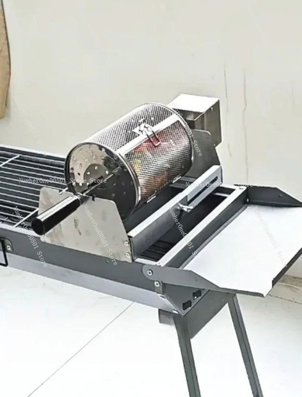 Automatic Rotating BBQ Grill Cage Round Smoker Basket for Even Cooking Outdoor Camping Grill