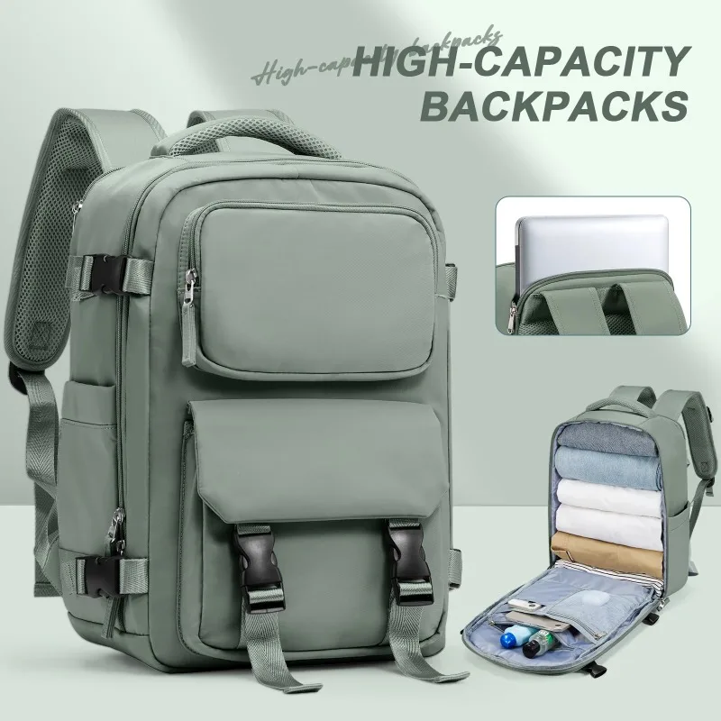 

Women's travel backpack, waterproof business laptop backpack with shoe bag hidden USB charging port Hiking camping backpack