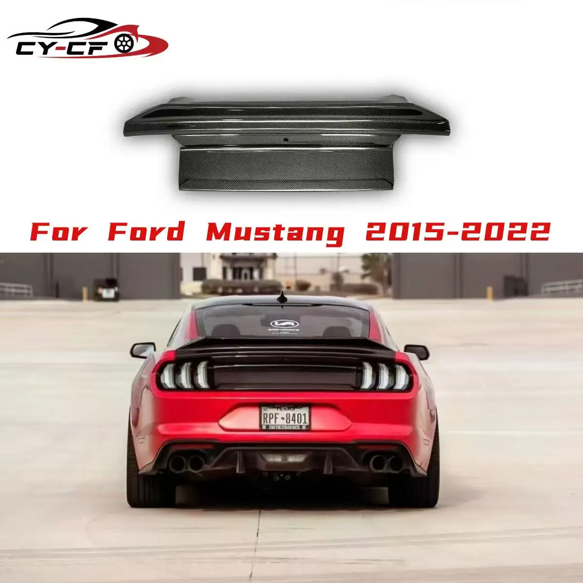 

For 2015-2022 FORD Mustang S550 Fashion Body System Carbon Fiber Rear Trunk Cover Luggage with Performance Wings