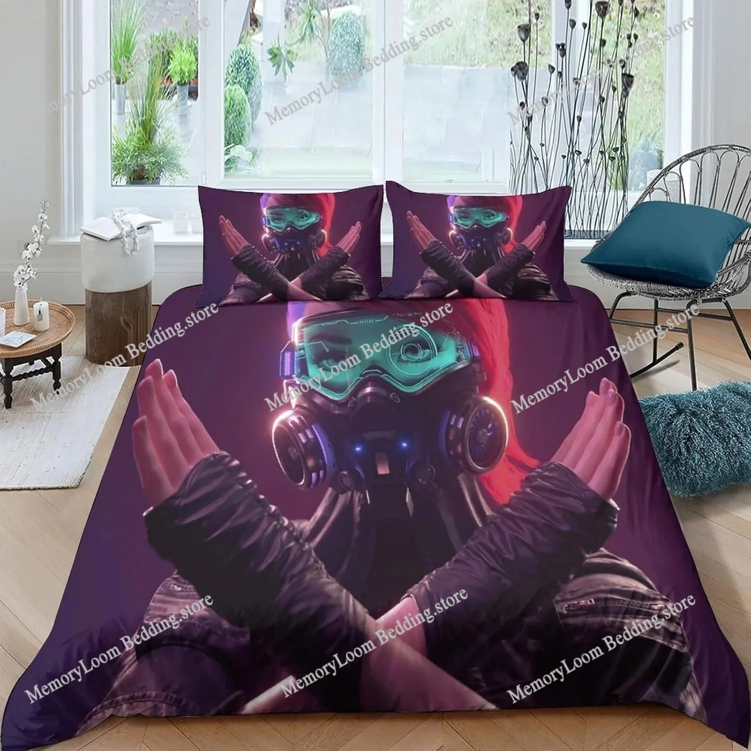 

Hot Game Duvet Cover Pillowcase Bedding Set Cyberpunk Adult Boy Girl Bedroom Decoration Children Gift Single Double Large Size