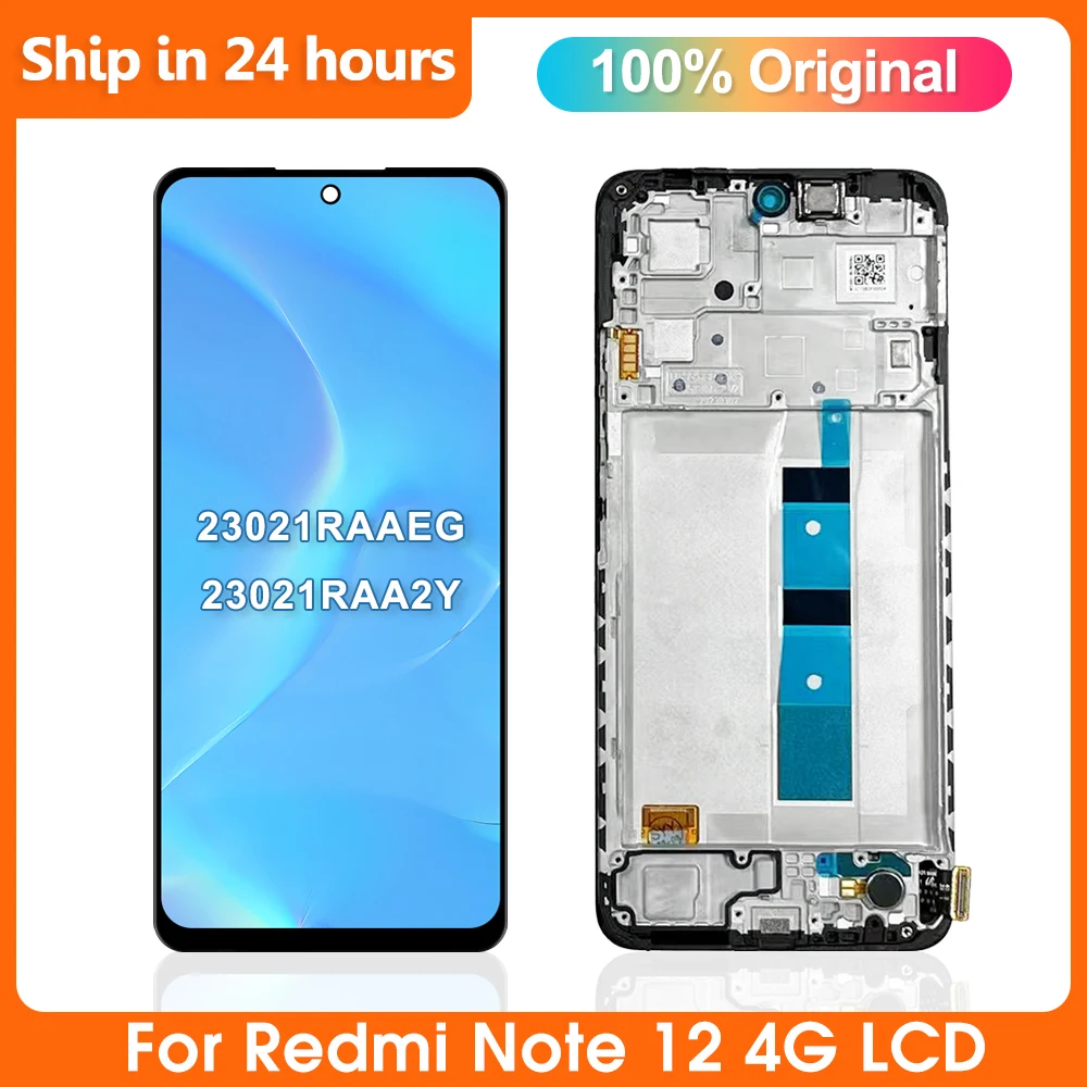 

6.67" For Xiaomi Redmi Note 12 4G LCD Display with Frame Touch Screen Digitizer For Redmi Note12 4G 23021RAAEG 23021RAA2Y Screen