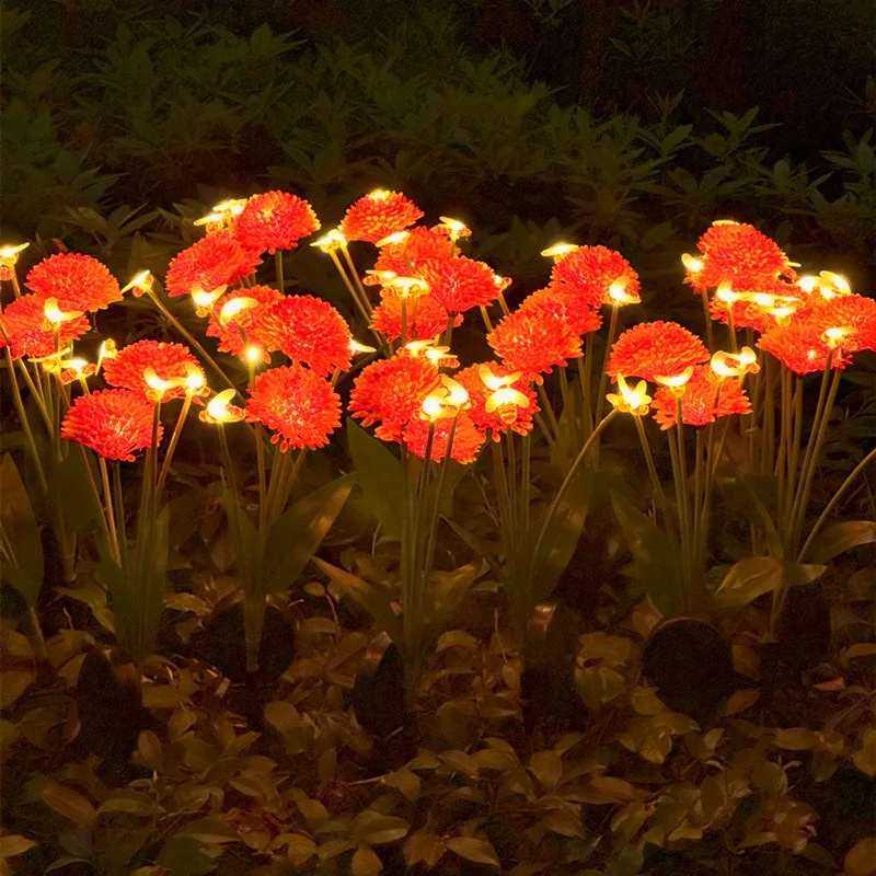 Solar Garden Lights Swaying Bee Flowers Lights Waterproof Solar Firefly Lights Outdoor for Garden Patio Yard Pathway Decoration