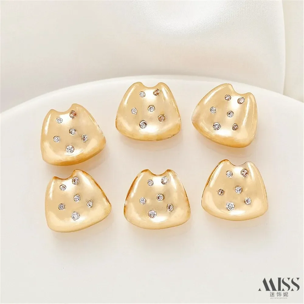 14K Bag Gold Inlaid Zircon Perforated U-shaped Pendant DIY Handmade Large Hole Bracelet Bracelet Necklace Jewelry Accessories