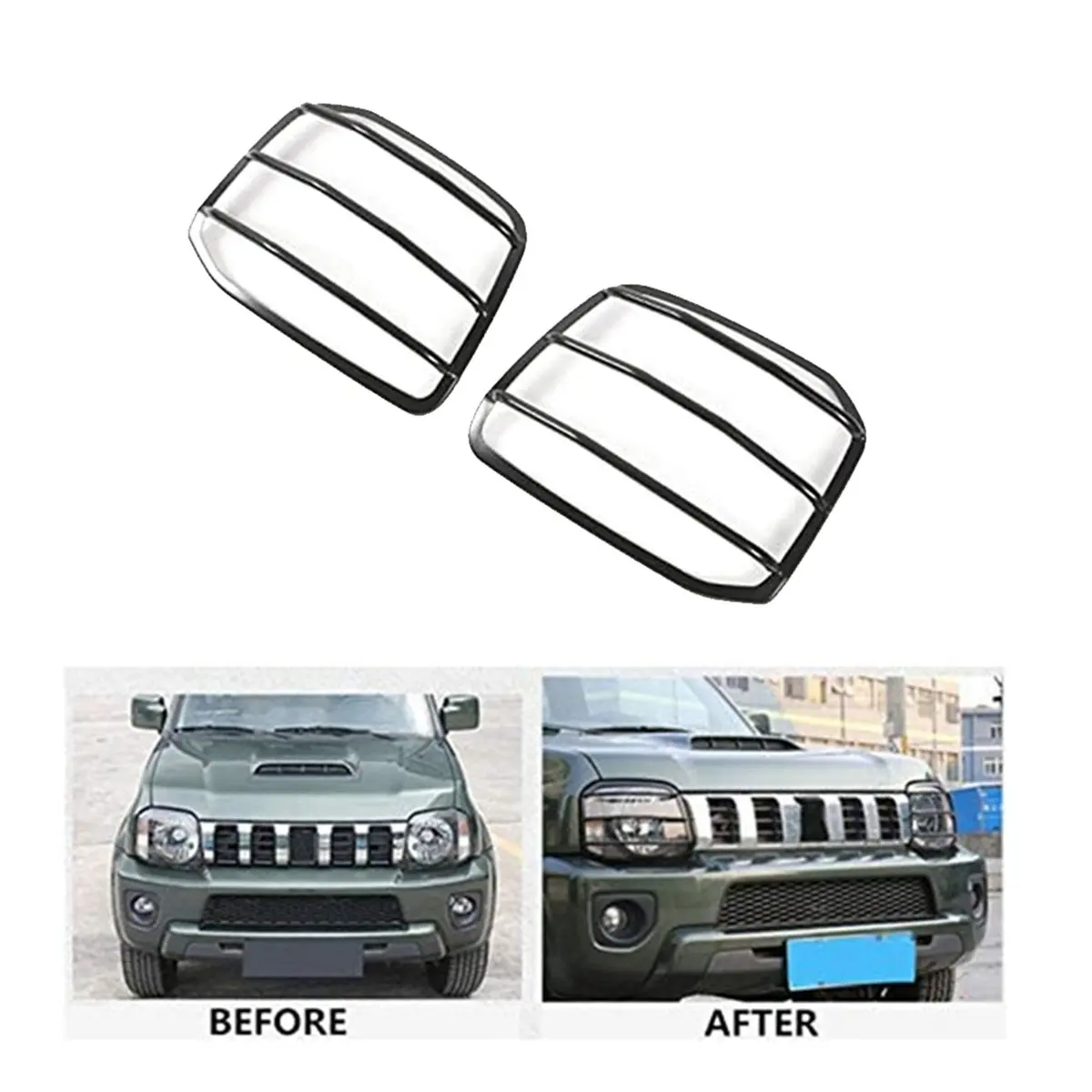 NCSMT Car Headlight Protector Cover Head Light Guard Cover Car Head Lamp Trim for Suzuki Jimny 2007-2017