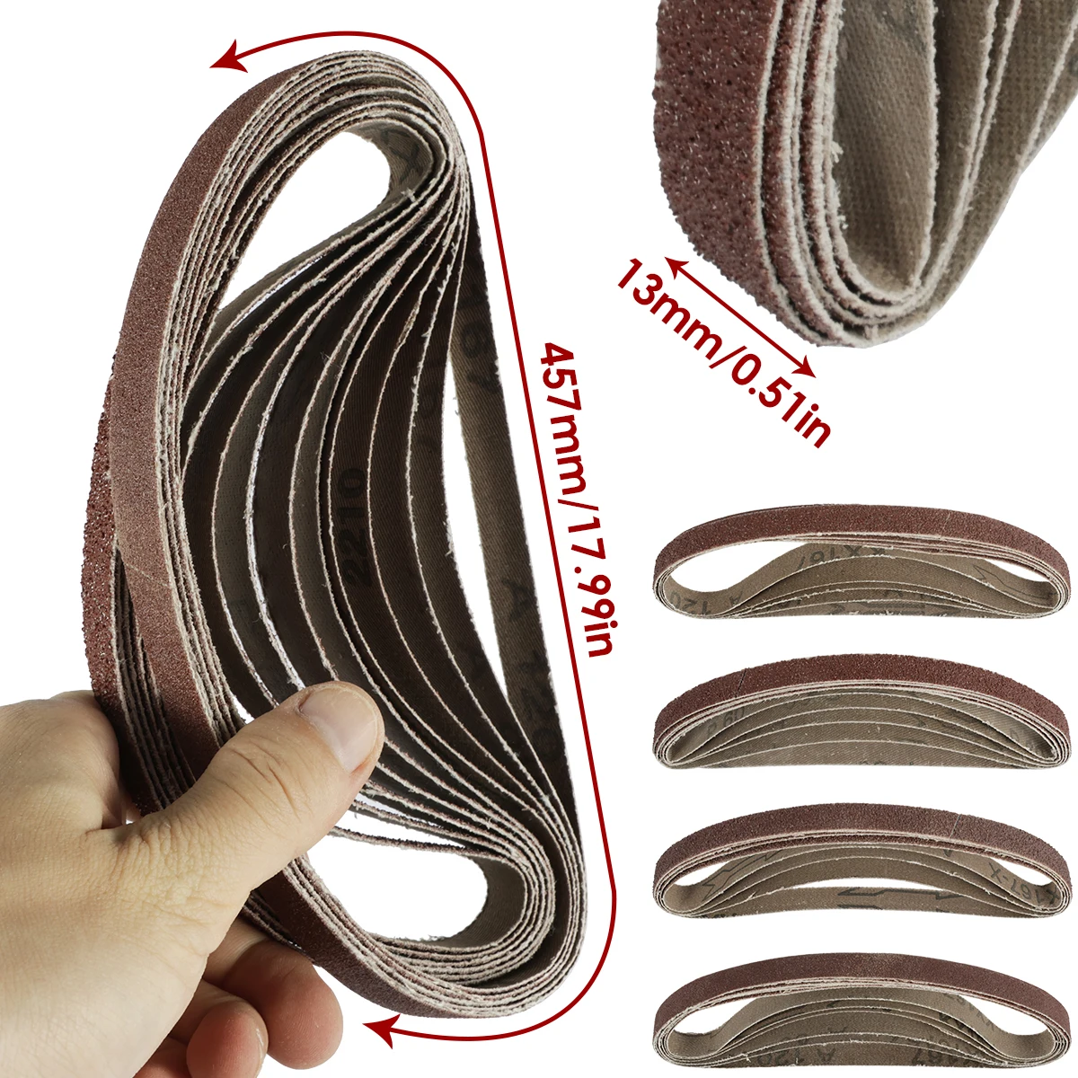 20 قطعة 13x457 مللي متر أحزمة صنفرة أكسيد الألومنيوم 40/60/80/120 حصى ساندر حزام جلخ لصنفرة الخشب والمعادن والبلاستيك #6