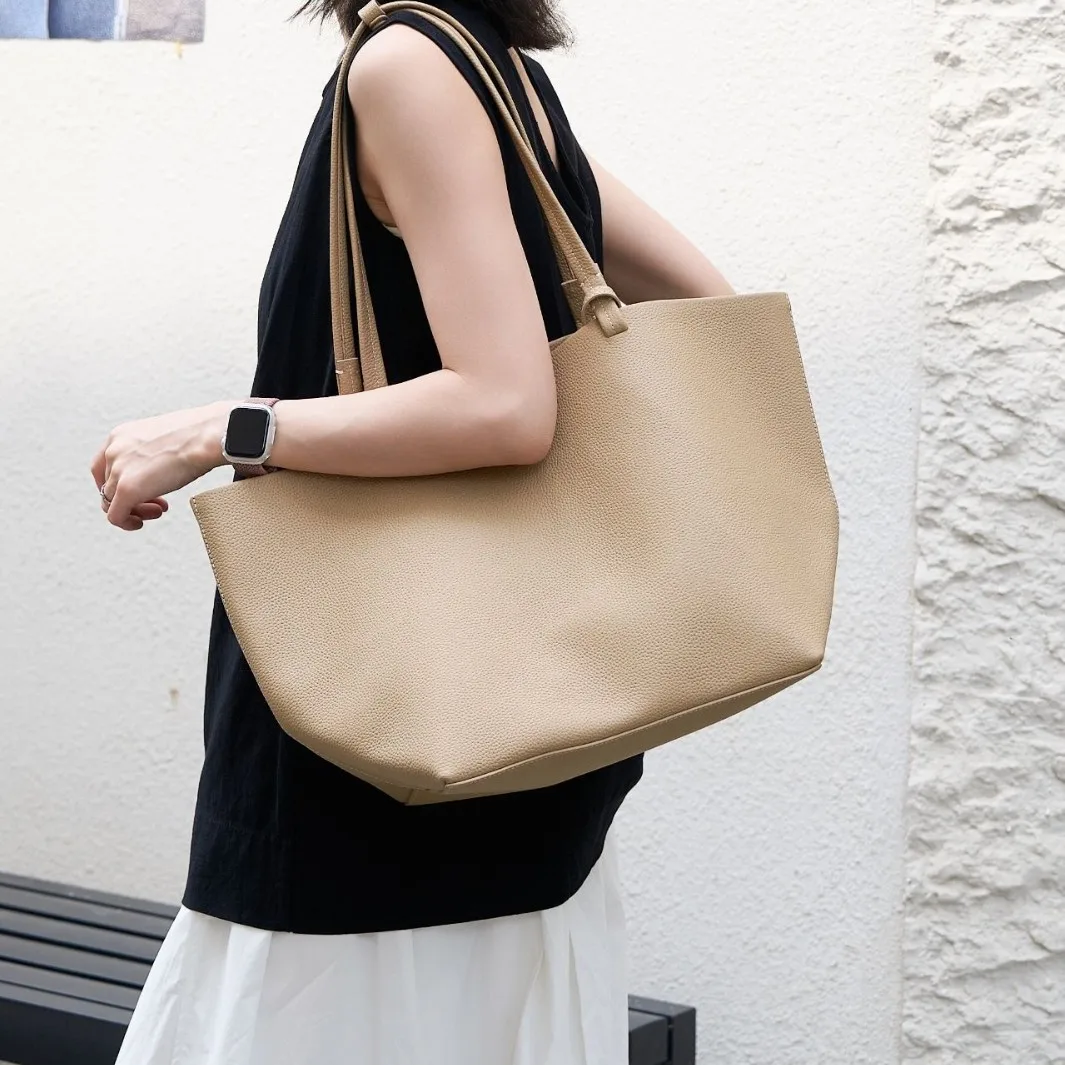 

2025 New Trend Cowhide Tote Fashion Simple Large Capacity Commuter Child and Mother Bag Shopping Bag Genuine Leather Women's Bag