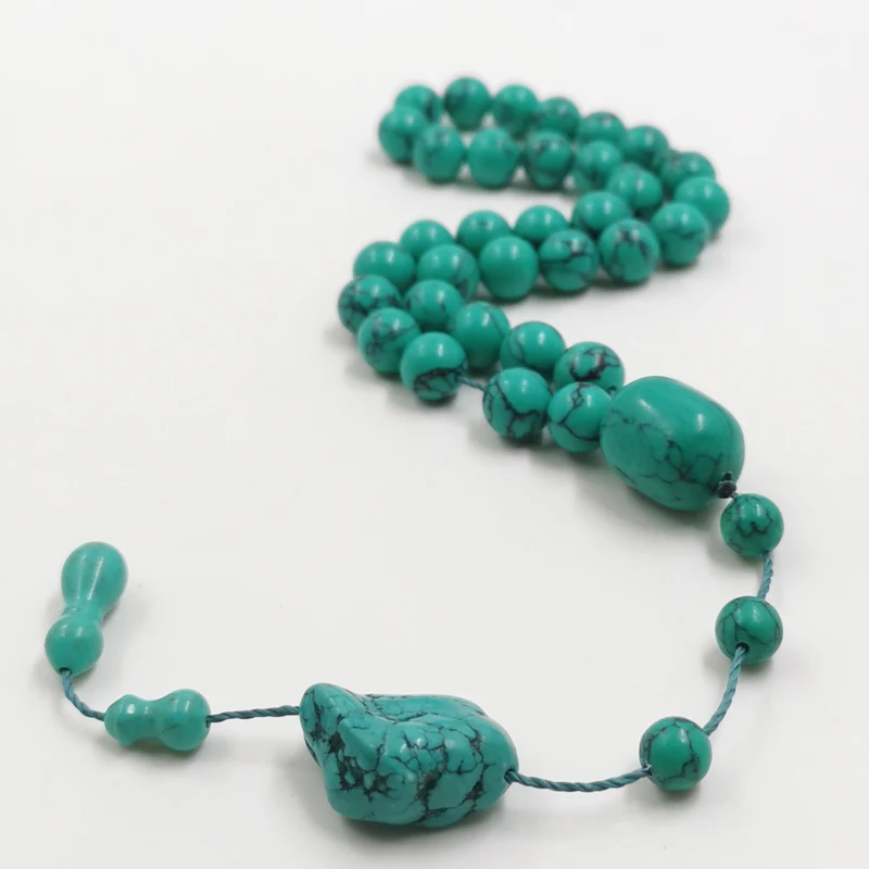 Tasbih pierre Turquoise naturelle musulmane 33 perles de prière turc Misbaha Eid cadeau du ramadan