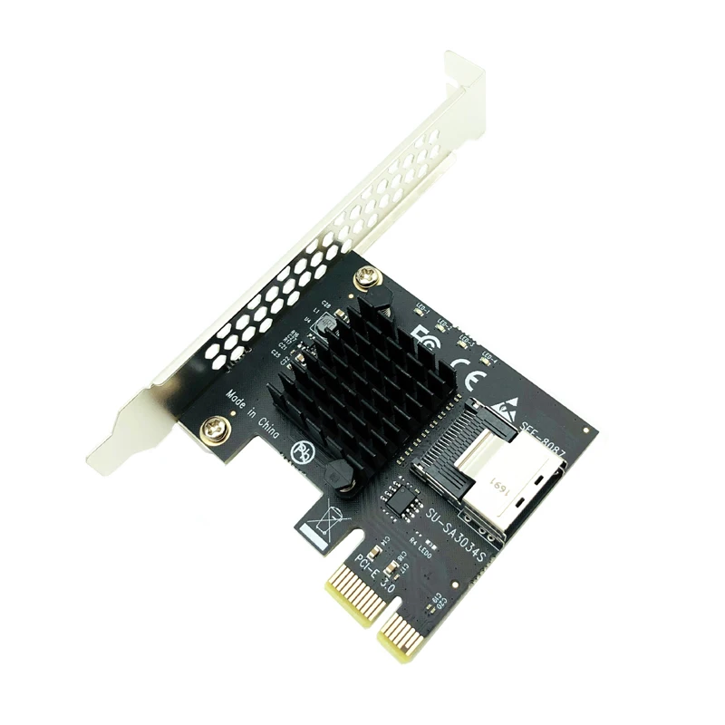 4포트 SATA 3 6G SSD 어댑터 확장 카드 PCIe - 미니 SAS 8087 PCI-e PCI Express X1 컨트롤러 라이저 추가 카드 Chi a Mining