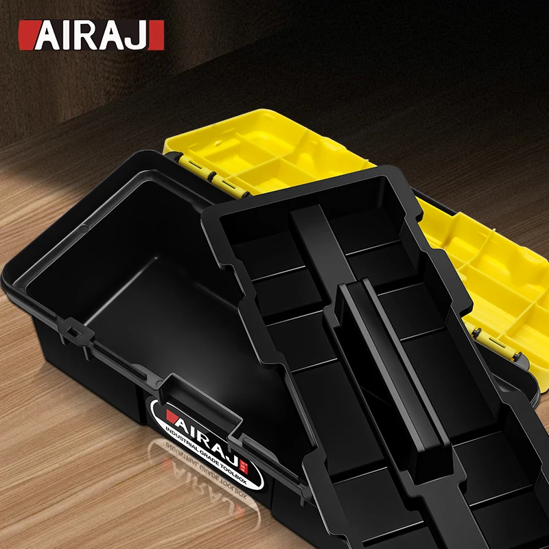 AIRAJ 12Inch Tool Box Hard Case Garage Organizer Complete Toolkit Boxes Feed Pipe Scissors Mechanics Electrician Storage Tools