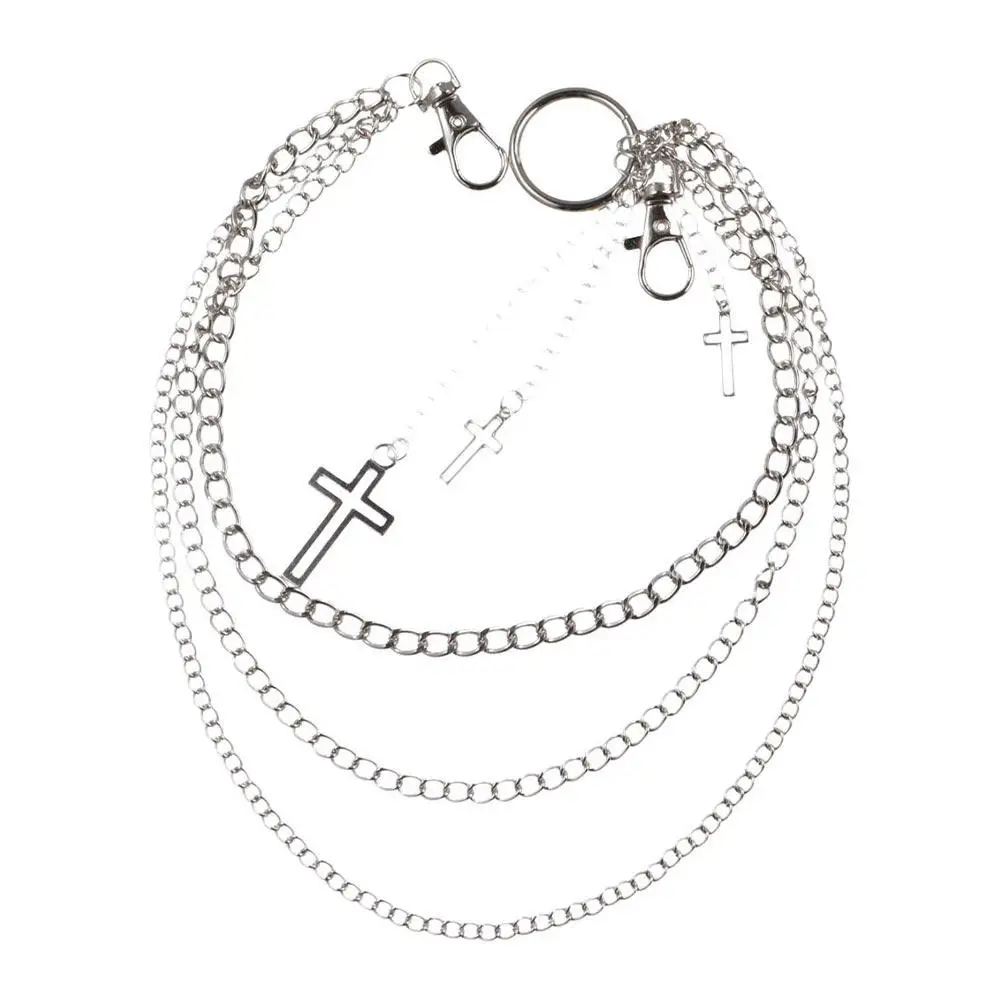 

Multi-layer Heart Harajuku Style Jeans Chain Jewelry Gift Hollow Cross Metal Waist Chain Punk Pants Chain Female Belt Chain