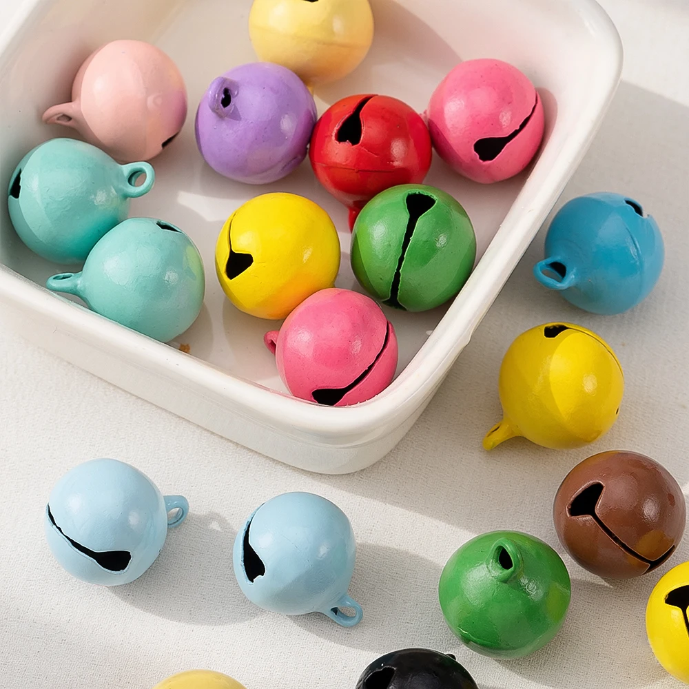 10pcs Iron Colorful Bell Pendant Pet Cat Dog Round Bell Bead Keychain DIY Jewelry Hanging Accessory
