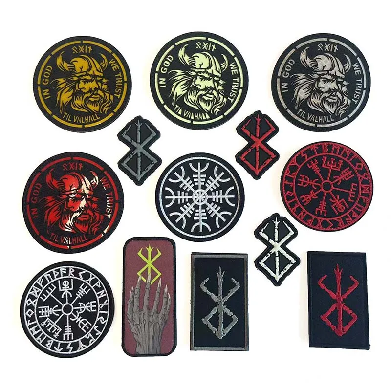 Wikinger-Kompass-Stoff-Applikation, gesticktes Emblem, Wikinger-Berserker-Rune, der Krieger nordischer PVC-Aufnäher, militärisches taktisches Abzeichen