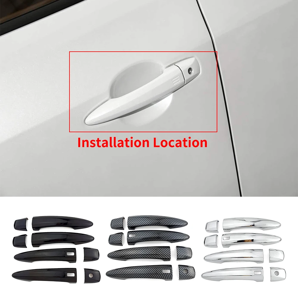 

Глянцевые черные накладки на ручки дверей для Nissan Pathfinder 2022-2026, защита от царапин, декор из карбона, хромированные наклейки