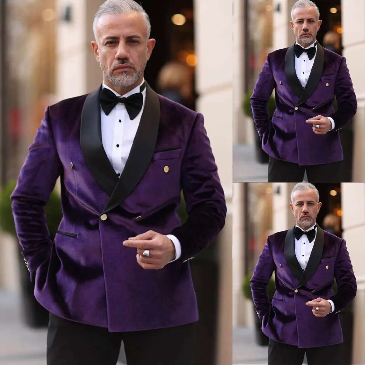 

Simple Men Wedding Jacket Shawl Lapel Double Breasted Tuxedos Velet Blazer Business Party Prom Custom Made Only Coat