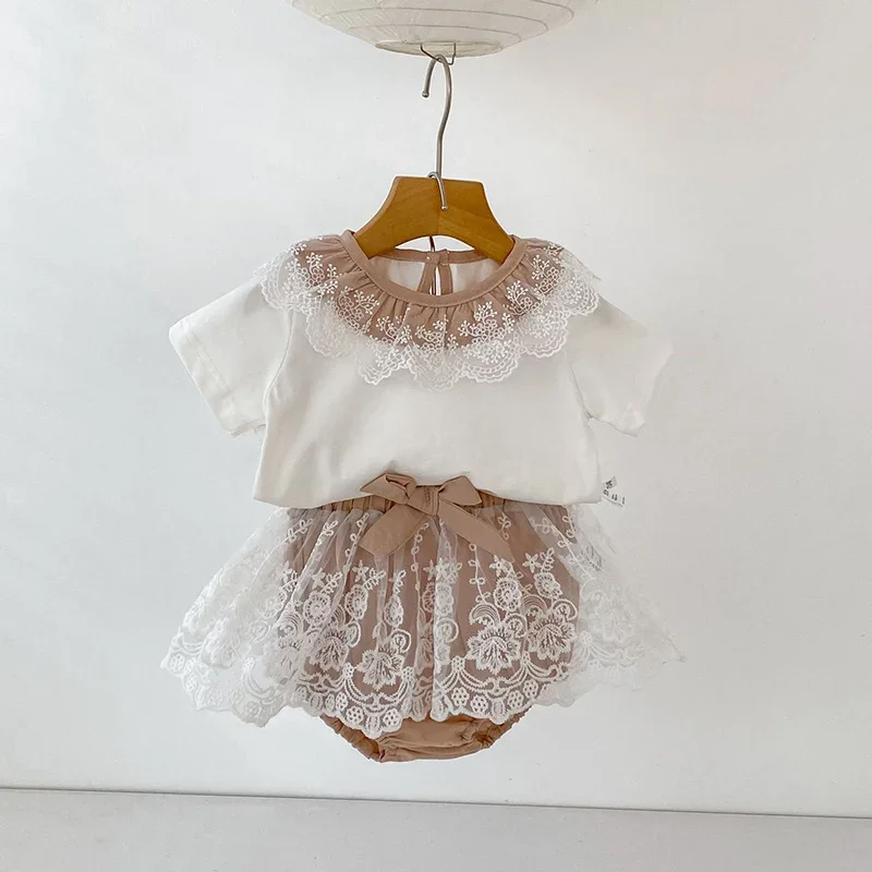 

Новый летний комплект одежды для девочек 0-4 лет: хлопковая футболка с коротким рукавом + шорты-панталоны для новорожденных девочек