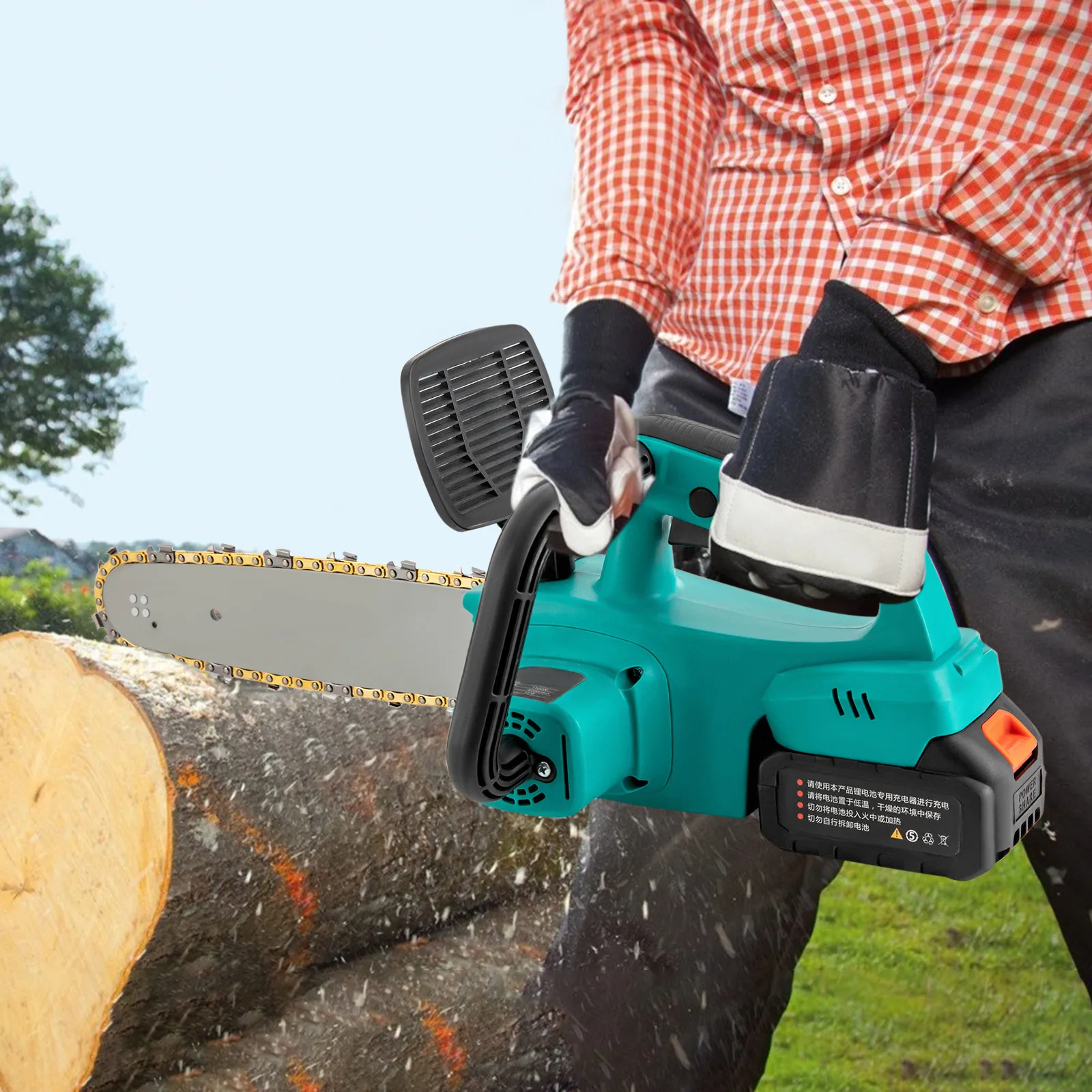 21V Cordless Chainsaw 12 Inch | Brushless Copper Motor, 2 x 3000mAh Lithium Batteries & Charger, 1100W Electric Chainsaw for Gar