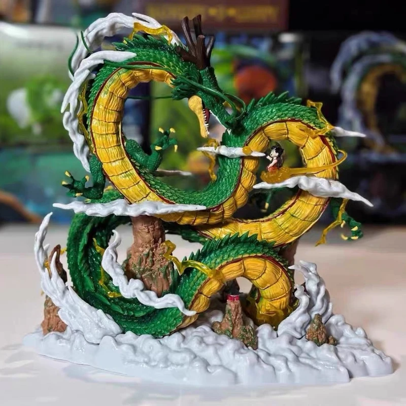 25cm Dragon Ball: Scena Życzeń Kid Goku z Shenronem Figurka Anime Model Statua Kolekcja Dekoracja na Biurko Ozdoba Zabawki Prezenty