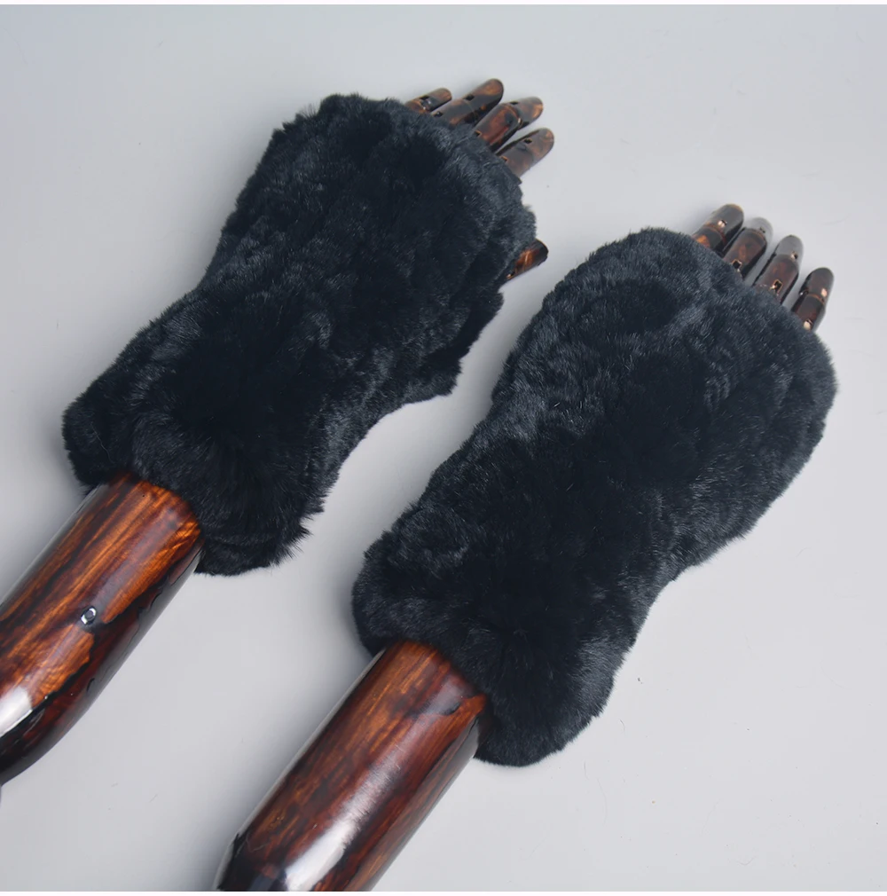 Lady Winter 100% Natural Real Rex Rabbit Fur Glove Women Soft Rex Rabbit Fur Glove Foashion Warm Knitted Genuine Fur Gloves