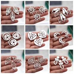 3pcs Stainless Steel Charms Hand Evil Eye Triangle Fan Moon Phase Arrow Pendant DIY Jewelry Making Earrings Necklace Bracelet