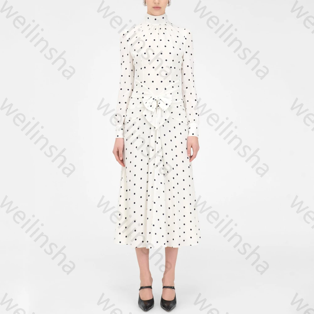 

Вечерние платья с высоким воротом и длинными рукавами, элегантное платье знаменитости с бантом, изысканные платья высокого качества для выпускного вечера для женщин по индивидуальному заказу