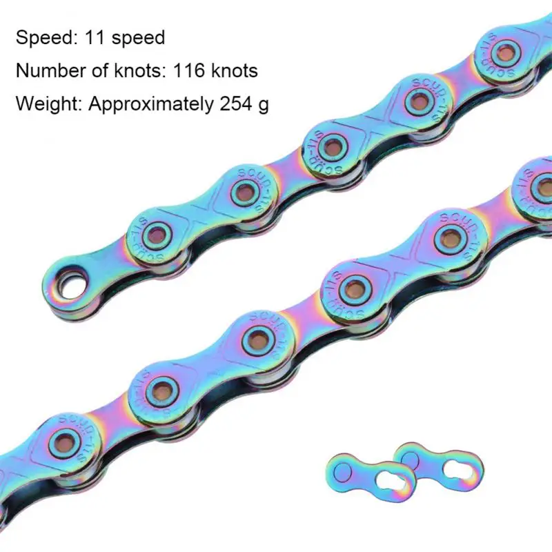 chain Gold Rainbow Bike Chain for KMC X9 X10 X11 X12 For 9/10/11/12 Speed MTB/Road 116L 126L Hollow Bike Chain