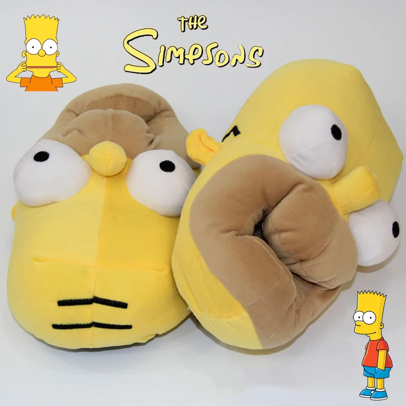 

2024 Animation Simpson Plush Cotton Shoes Personality Creative Funny Couple Home Warm Slippers Winter Cartoon Full Package Shoes