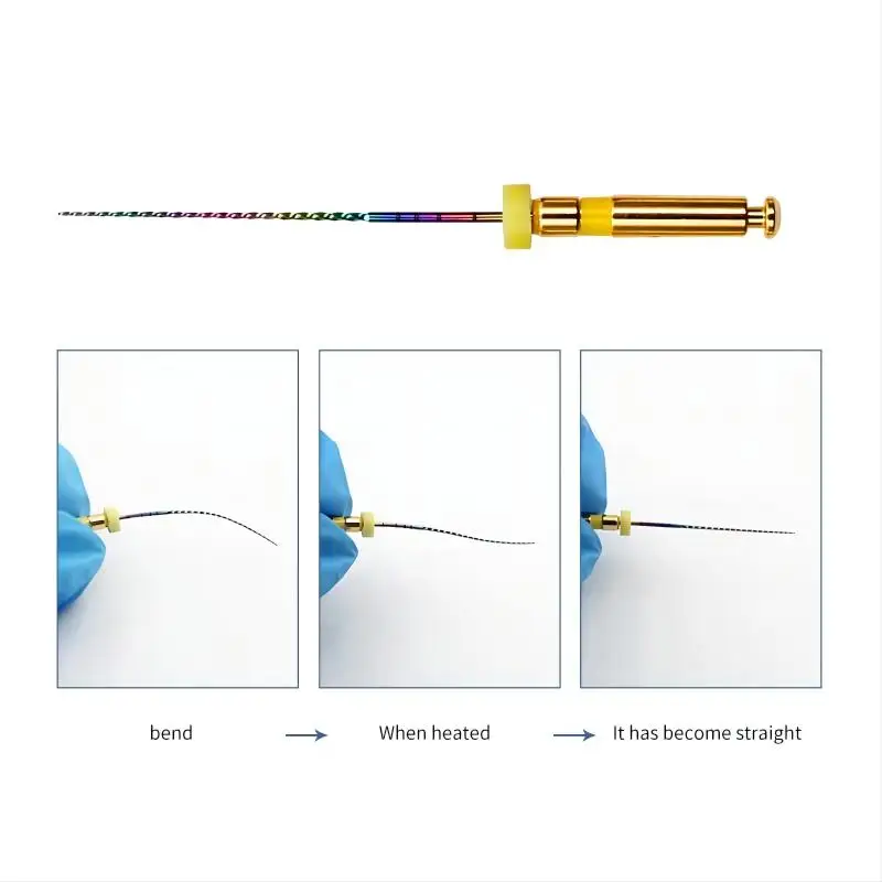Rainbow Coated Niti Rotary Endodontic Files, Heat Activated Flexible Engine Files for Dental Root Canal Treatment