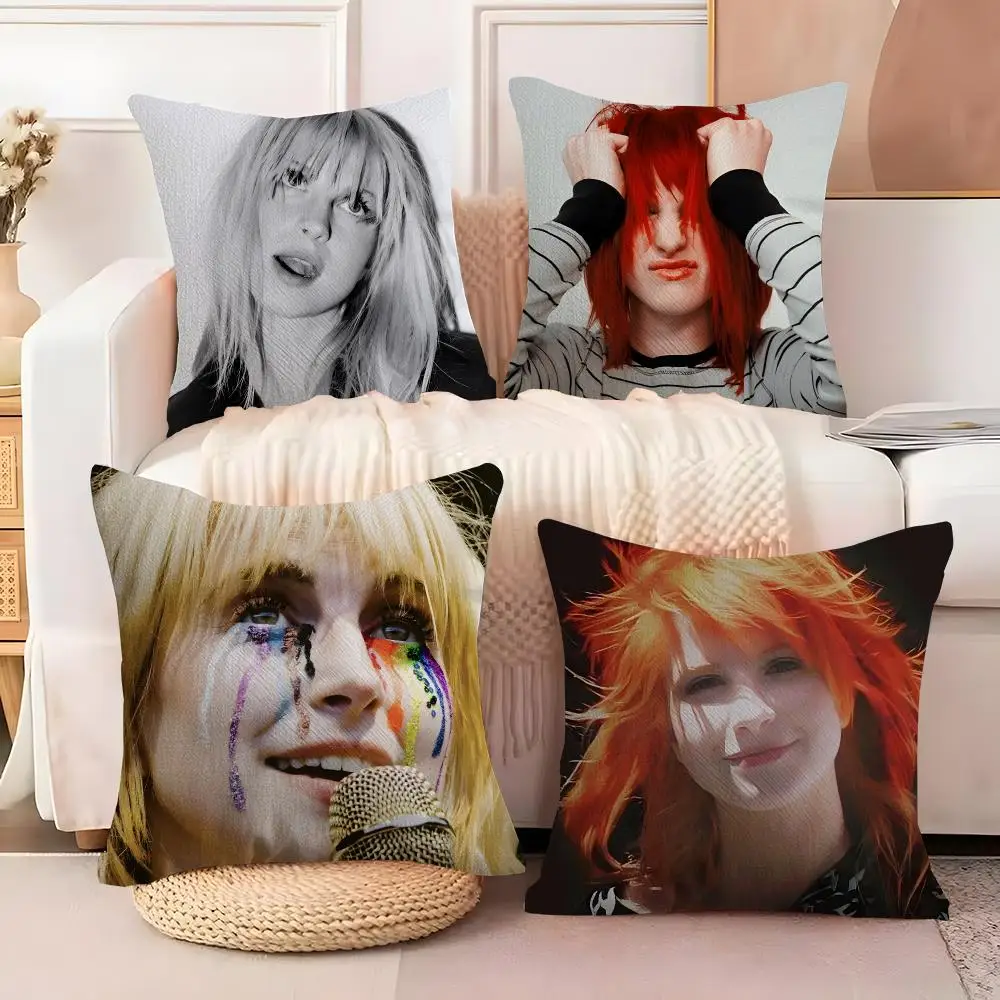 Hot Singer H-Hayley Williams Cushion Cover  Plush Fabric Soft Double Sided Print Sofa Cushion Cover Throw Pillow Covers