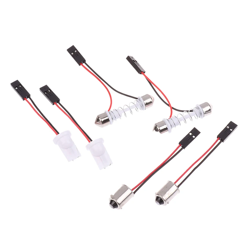 10Pcs Adapter For Car Light Led Panel Stop Lamp Car Interior Dome Bulb T10 BA9S T4W Festoon To Pink Connector Wire Cables