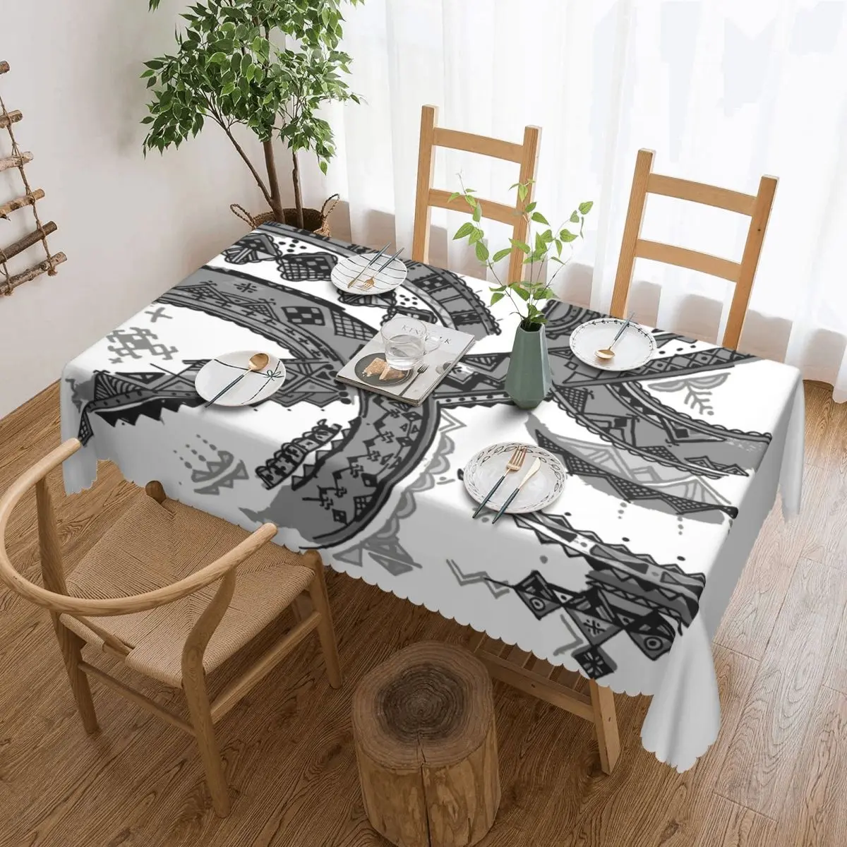 Customized Z Imazighen Rectangular Tablecloth Oilproof Table Cloth Berber Kabyle Carpet Table Covers