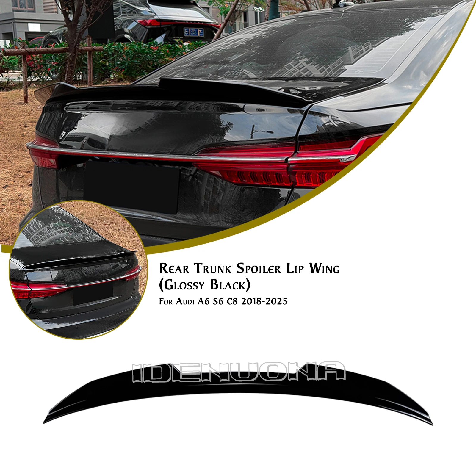 

Rear Trunk Lid Spoiler Wing Lip Tail Flap Trim For Audi A6 S6 C8 2018-2025